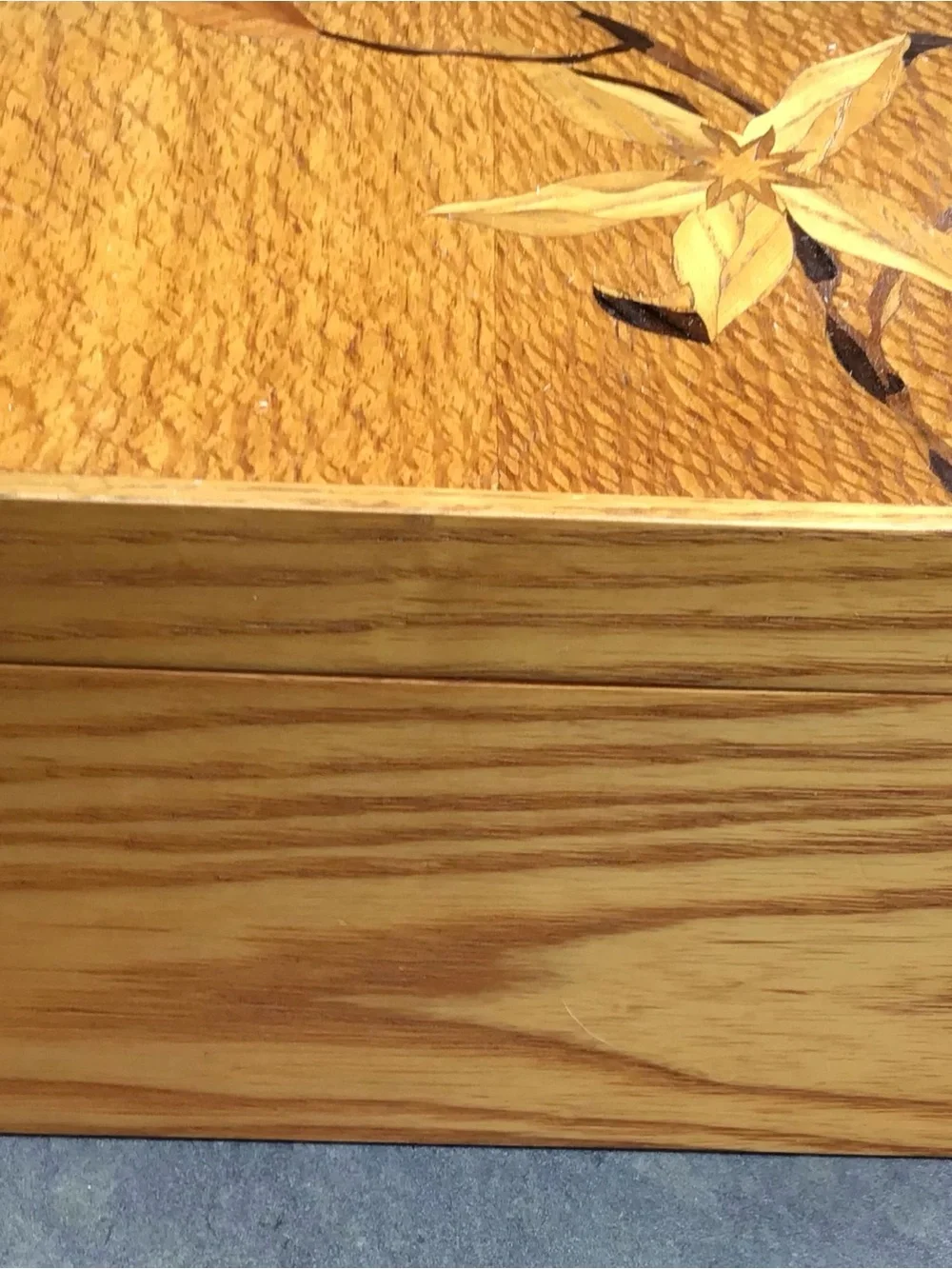 Handcrafted Large Wood Jewelry Box with Floral Inlay
